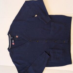 Chaps Long Sleeve Blue Cardigan. Cotton. Button Front. Size Large